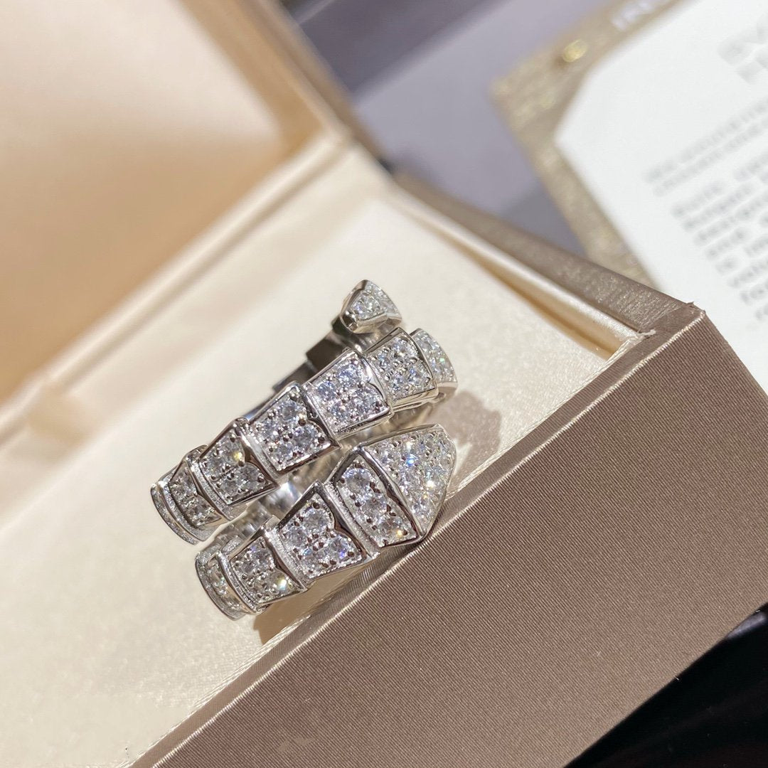[CharmAmor]SERPENTI DOUBLE RING SILVER DIAMOND PAVED