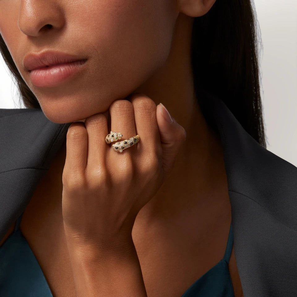 [CharmAmor]PANTHERE DOUBLE HEADED FULL DIAMOND  RING