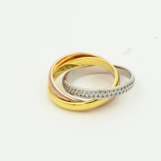 [CharmAmor]TRINITY RING GOLD PINK GOLD SILVER DIAMONDS