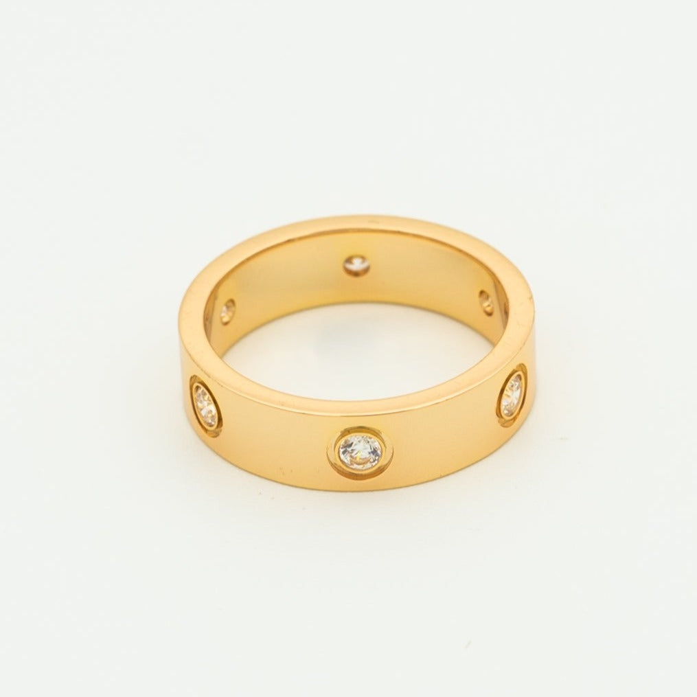 [CharmAmor]LOVE RING 5.5MM 6 DIAMONDS PINK GOLD