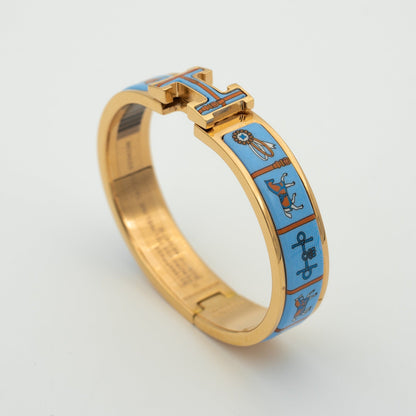 [CharmAmor]H PINK GOLD BRACELET BLUE CERAMIC