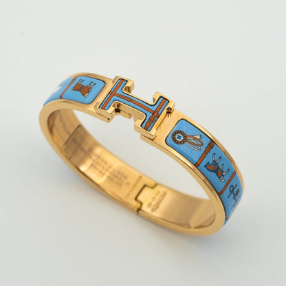 [CharmAmor]H PINK GOLD BRACELET BLUE CERAMIC