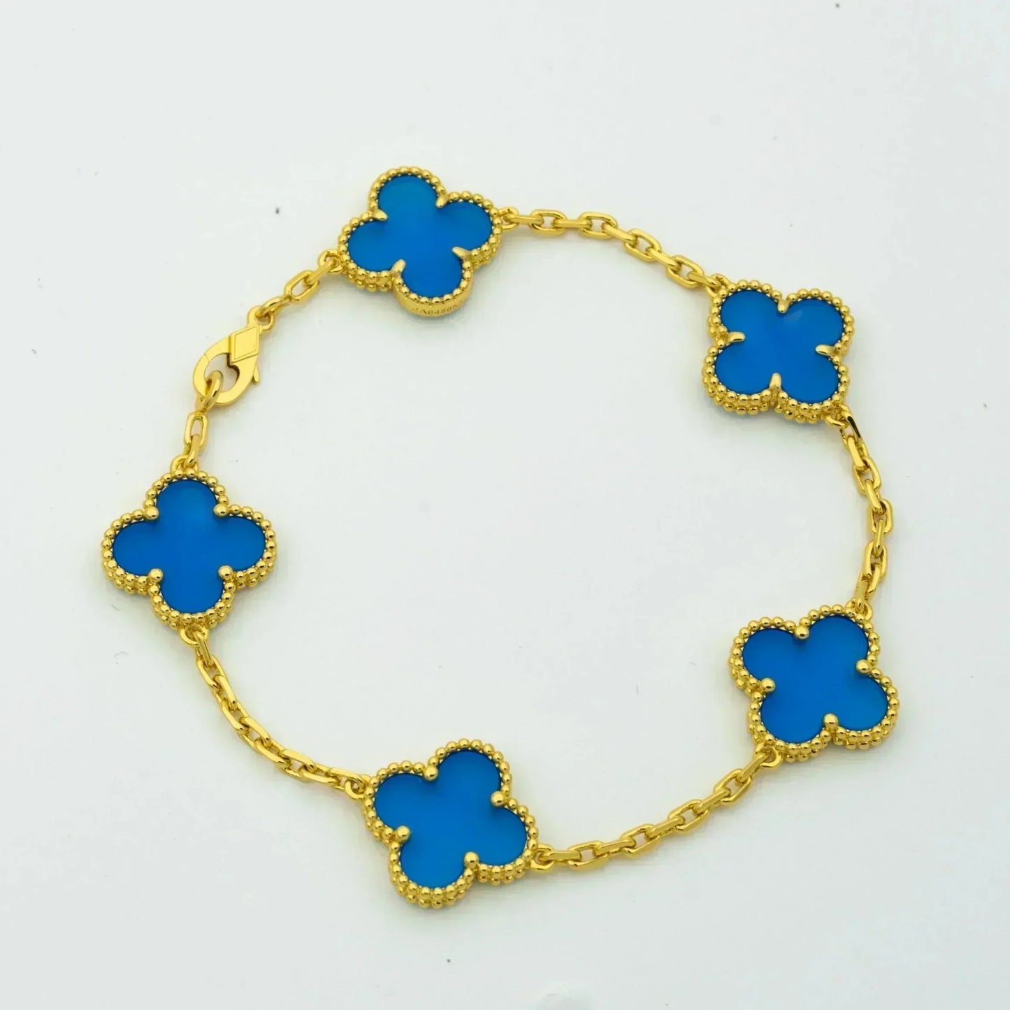 [CharmAmor]CLOVER 5 MOTIFS BLUE AGATE BRACELET