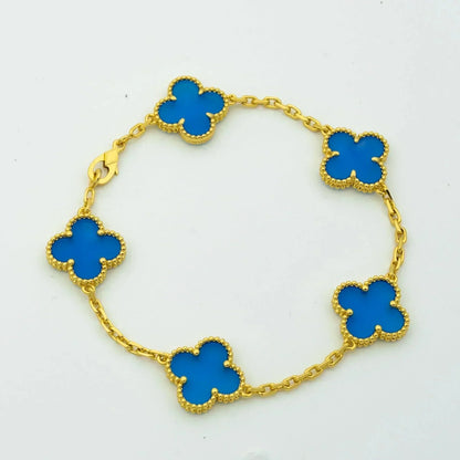 [CharmAmor]CLOVER 5 MOTIFS BLUE AGATE BRACELET