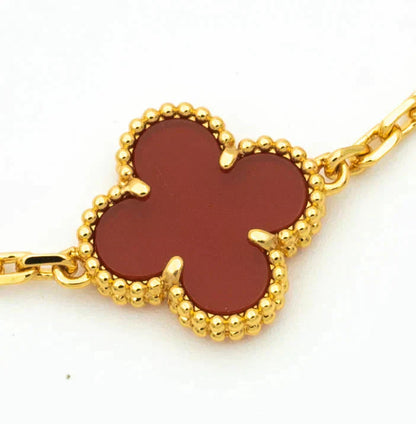 [CharmAmor]CLOVER 5 MOTIFS CARNELIAN DIAMOND BRACELET
