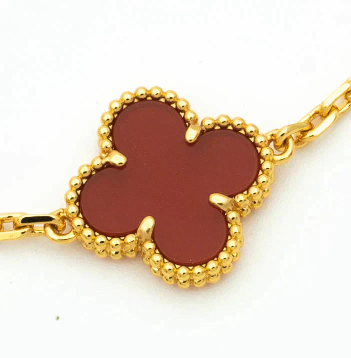 [CharmAmor] CLOVER 5 MOTIF RED CORNELIAN BRACELET COLLECTION
