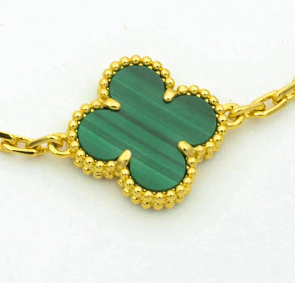[CharmAmor]CLOVER  5 MOTIF MALACHITE DIAMOND BRACELET