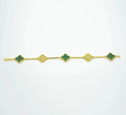 [CharmAmor]CLOVER  5 MOTIF MALACHITE DIAMOND BRACELET