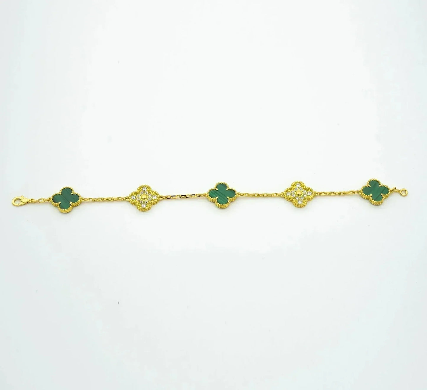 [CharmAmor] CLOVER 5 MOTIF MALACHITE BRACELET COLLECTION
