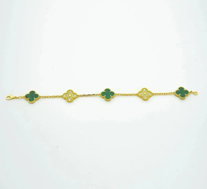 [CharmAmor] CLOVER 5 MOTIF MALACHITE BRACELET COLLECTION