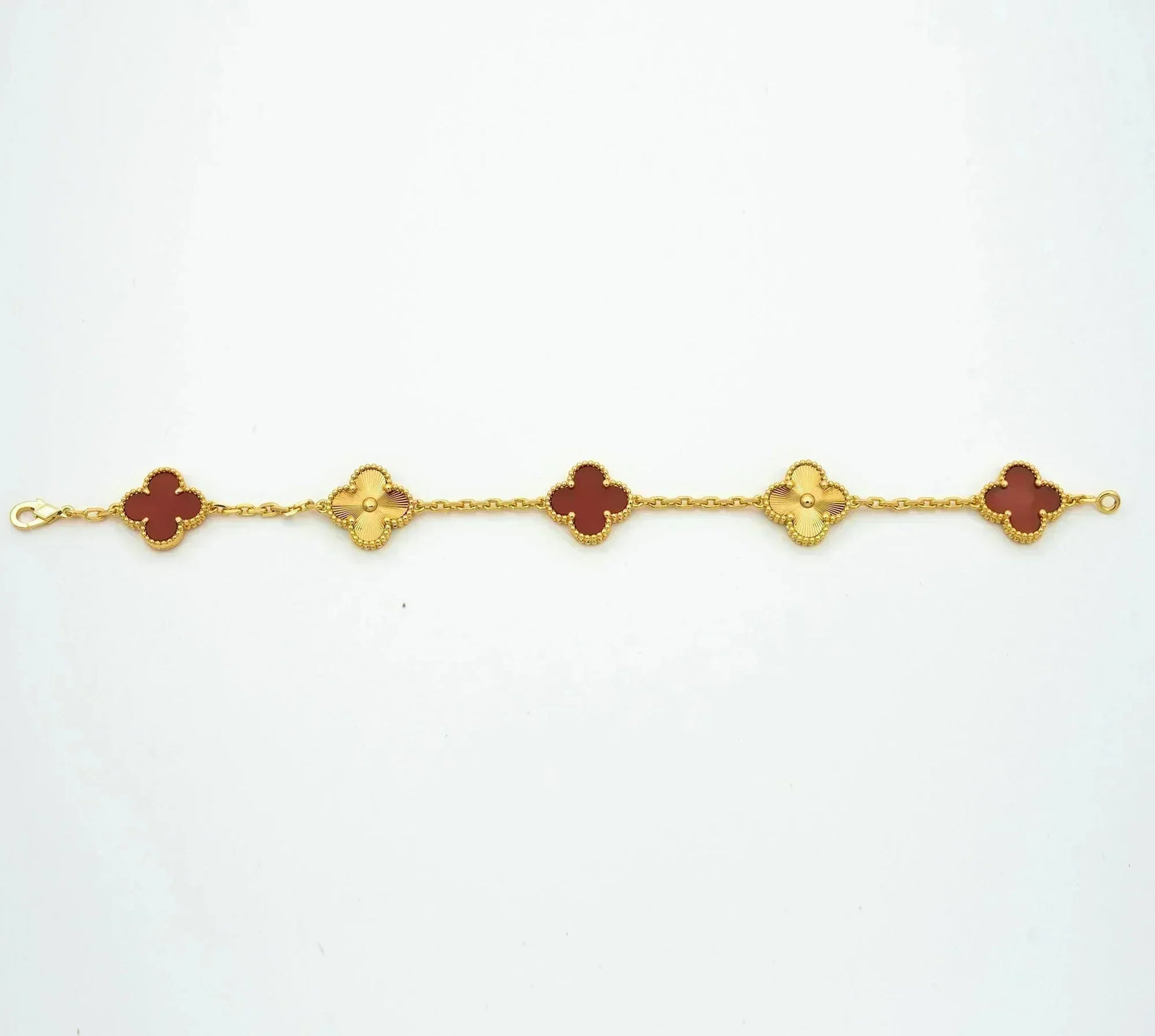[CharmAmor]CLOVER  5 MOTIFS CARNELIAN GOLD BRACELET