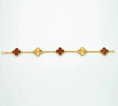 [CharmAmor] CLOVER 5 MOTIF RED CORNELIAN BRACELET COLLECTION