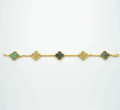 [CharmAmor]CLOVER 5 MOTIF GRAY MOP DIAMOND BRACELET
