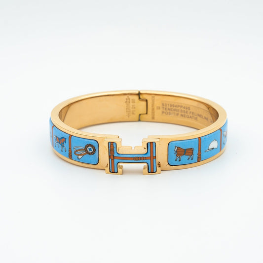 [CharmAmor]H PINK GOLD BRACELET BLUE CERAMIC