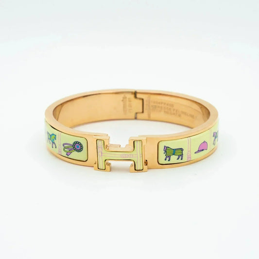 [CharmAmor]H PINK GOLD BRACELET CREAM CERAMIC