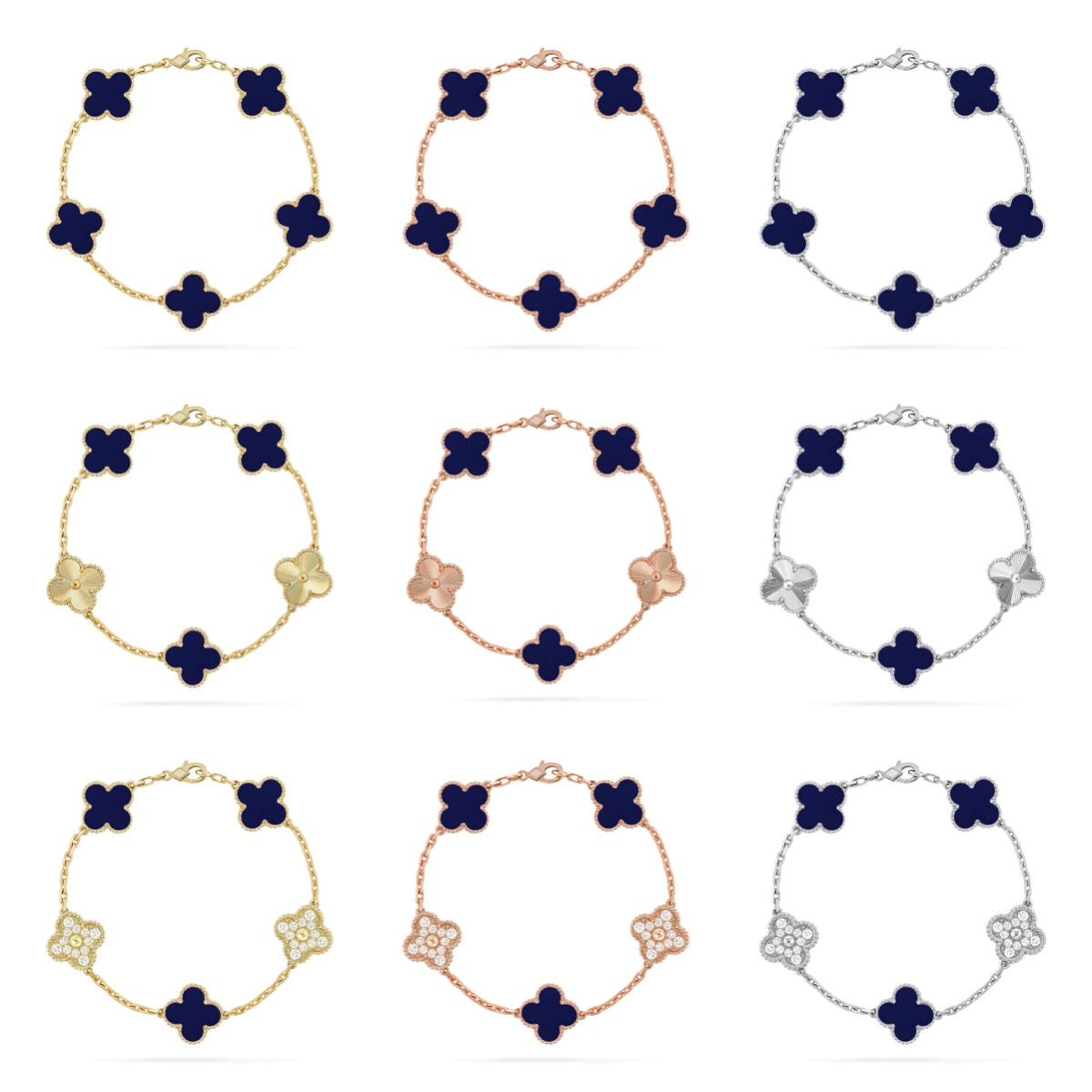 [CharmAmor] CLOVER 5 MOTIF LAPIS LAZULI BRACELET COLLECTION