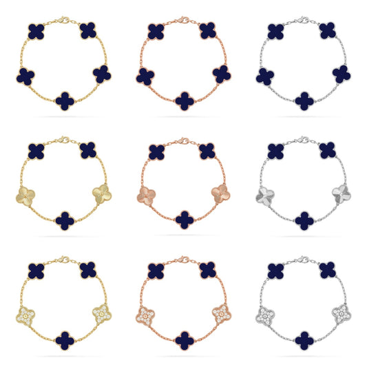 [CharmAmor] CLOVER 5 MOTIF LAPIS LAZULI BRACELET COLLECTION
