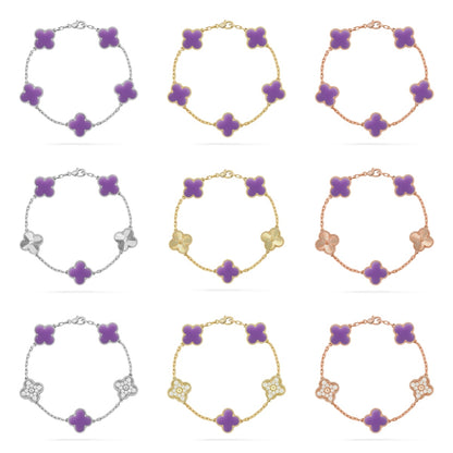 [CharmAmor] CLOVER 5 MOTIF LIGHT PURPLE BRACELET COLLECTION