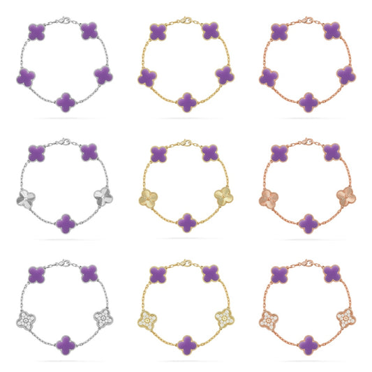 [CharmAmor] CLOVER 5 MOTIF LIGHT PURPLE BRACELET COLLECTION