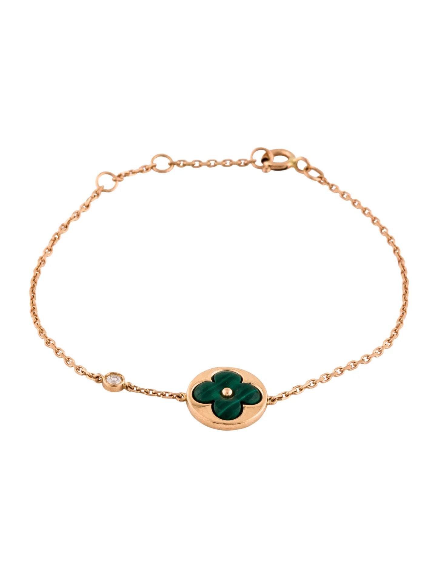 [CharmAmor]SUN MALACHITE 1 DIAMOND PINK GOLD BRACELET