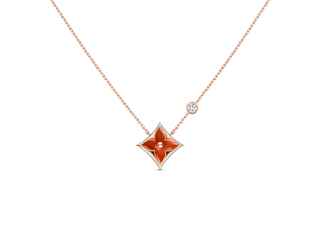 [CharmAmor]STAR NECKLACE PINK GOLD 1 DIAMOND