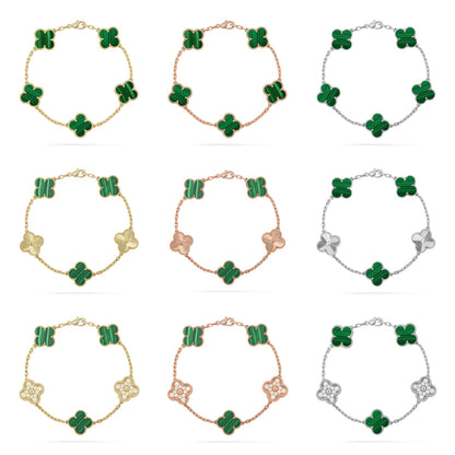 [CharmAmor] CLOVER 5 MOTIF MALACHITE BRACELET COLLECTION