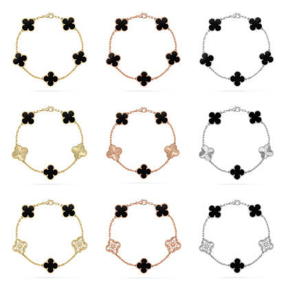 [CharmAmor] CLOVER 5 MOTIF ONYXS BRACELET COLLECTION