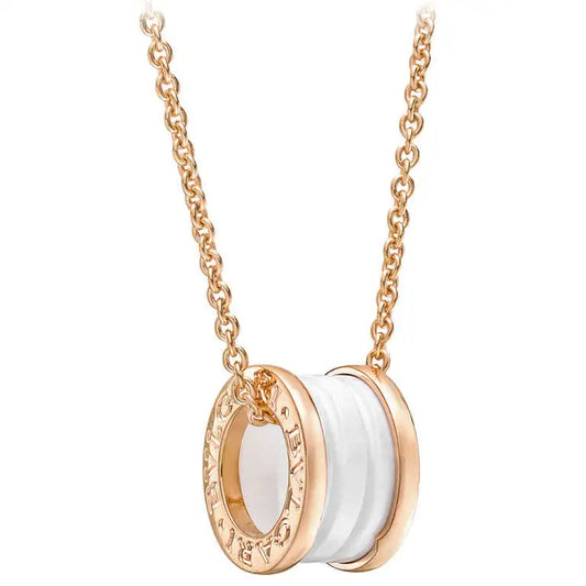 [CharmAmor]ZERO 1 WHITE CERAMIC PINK GOLD DIAMOND NECKLACE