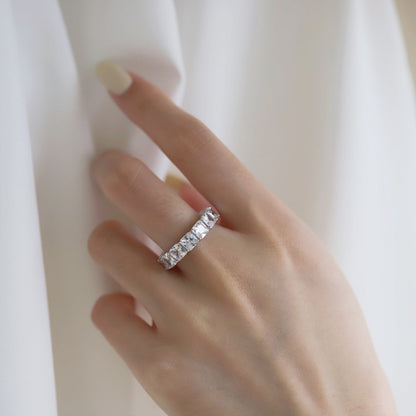 [CharmAmor]Elegant Princess Cut Tennis Ring
