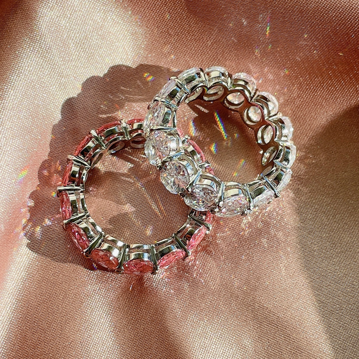 [CharmAmor]Dainty Elongated Cushion Cut Tennis Ring