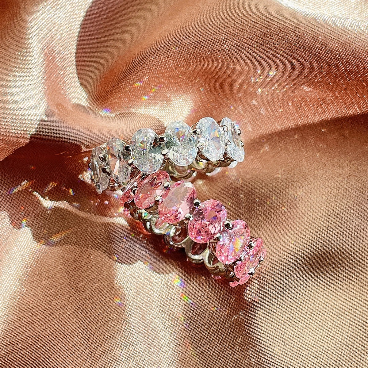 [CharmAmor]Dainty Elongated Cushion Cut Tennis Ring
