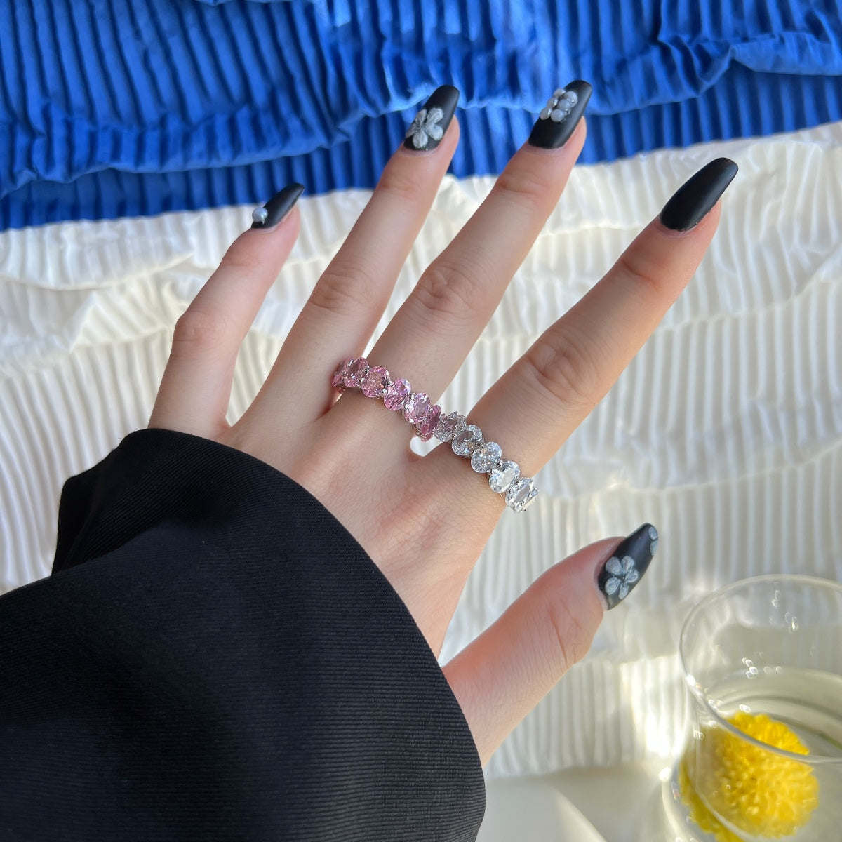 [CharmAmor]Dainty Elongated Cushion Cut Tennis Ring