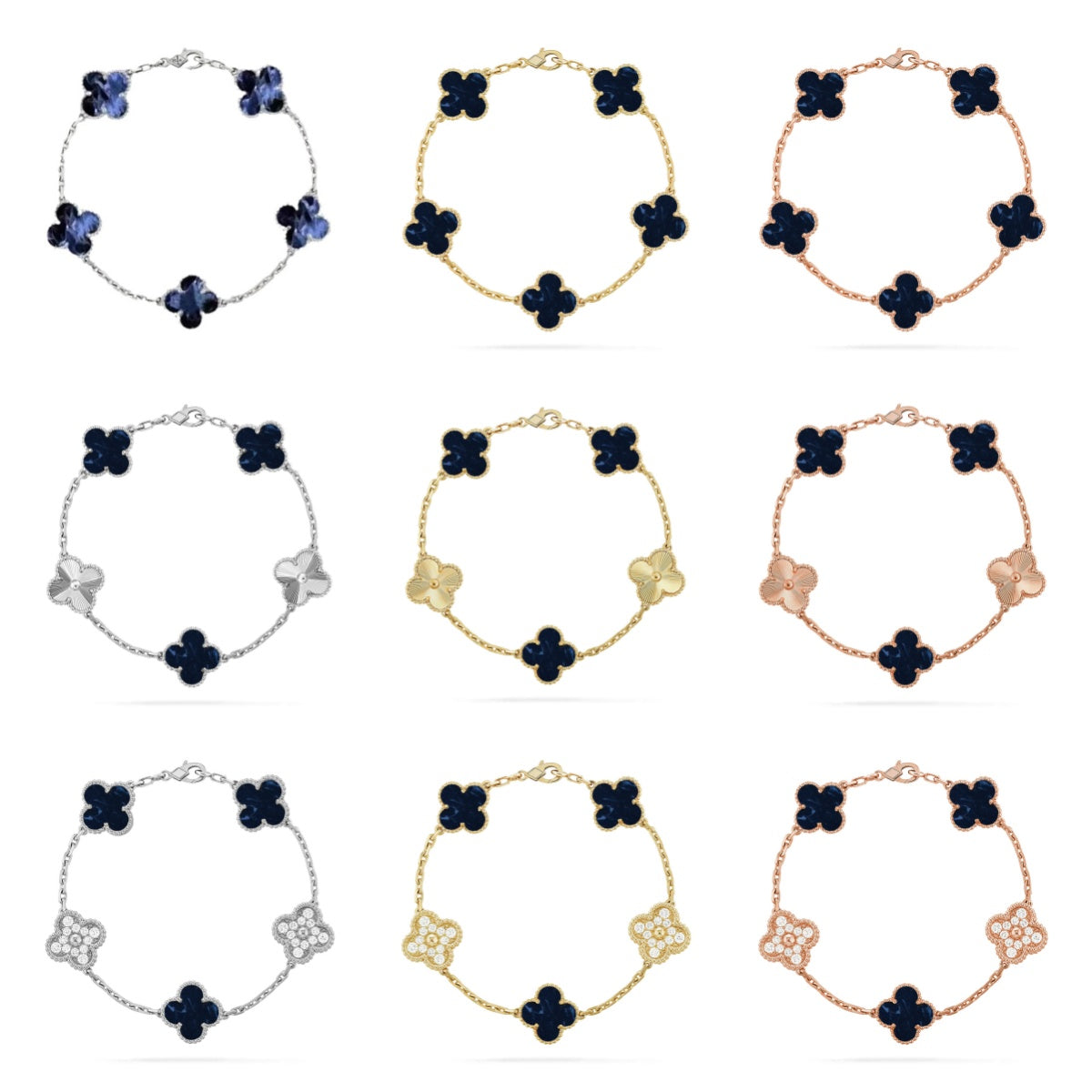 [CharmAmor] CLOVER 5 MOTIF PIETERSITE BRACELET COLLECTION