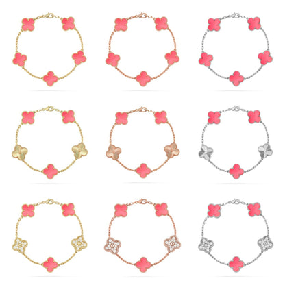 [CharmAmor] CLOVER 5 MOTIFS  PINK MOP BRACELET COLLECTION