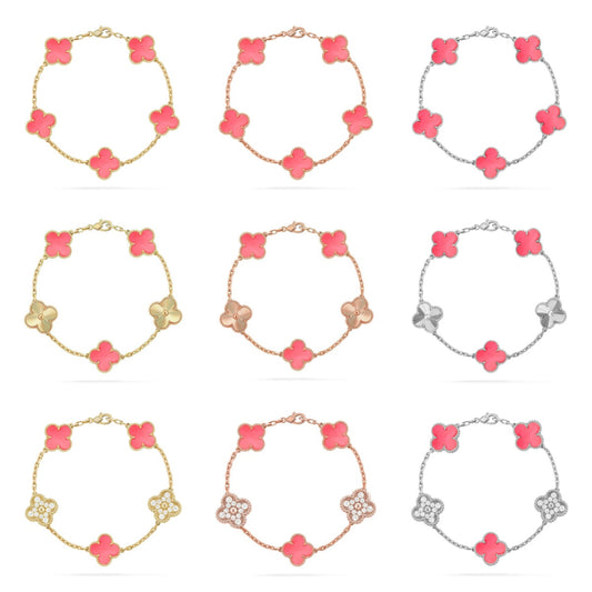 [CharmAmor] CLOVER 5 MOTIFS  PINK MOP BRACELET COLLECTION
