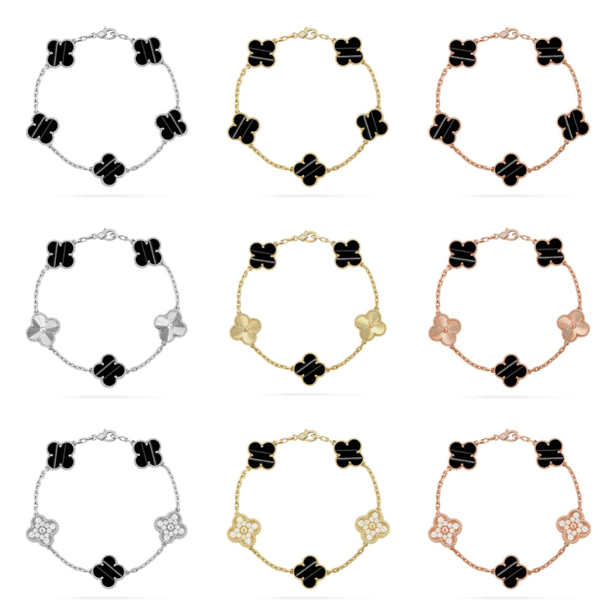 [CharmAmor] CLOVER 5 MOTIF PULSAR STONE BRACELET COLLECTION