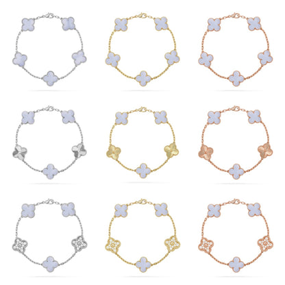 [CharmAmor] CLOVER 5 MOTIF PURPLE CHALCEDONY BRACELET COLLECTION