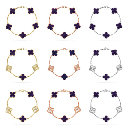 [CharmAmor] CLOVER 5 MOTIF PURPLE STRIPES BRACELET COLLECTION