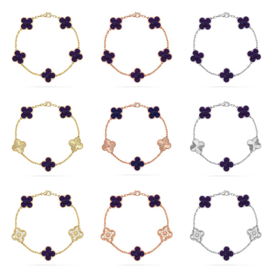 [CharmAmor] CLOVER 5 MOTIF PURPLE STRIPES BRACELET COLLECTION