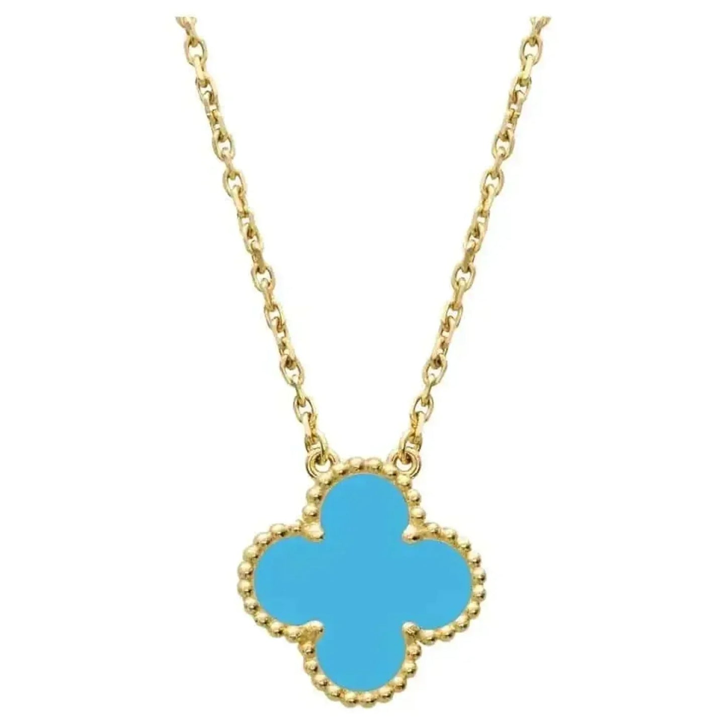 [CharmAmor]CLOVER 15MM VINTAGE TURQUOISE NECKLACE