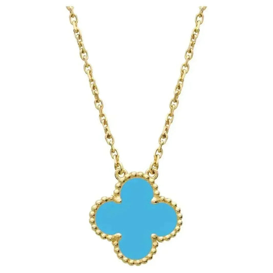 [CharmAmor]CLOVER 15MM VINTAGE TURQUOISE NECKLACE