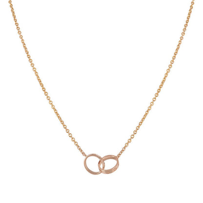 [CharmAmor]LOVE NECKLACE DOUBLE RING PINK GOLD