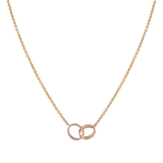 [CharmAmor]LOVE NECKLACE DOUBLE RING PINK GOLD