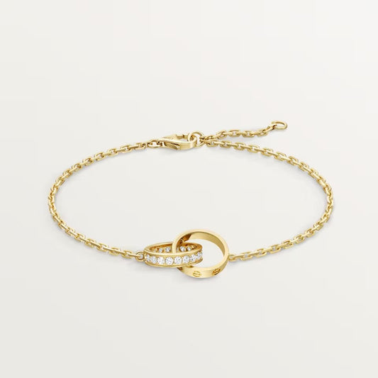 [CharmAmor]LOVE DOUBLE RING HALF DIAMOND BRACELET
