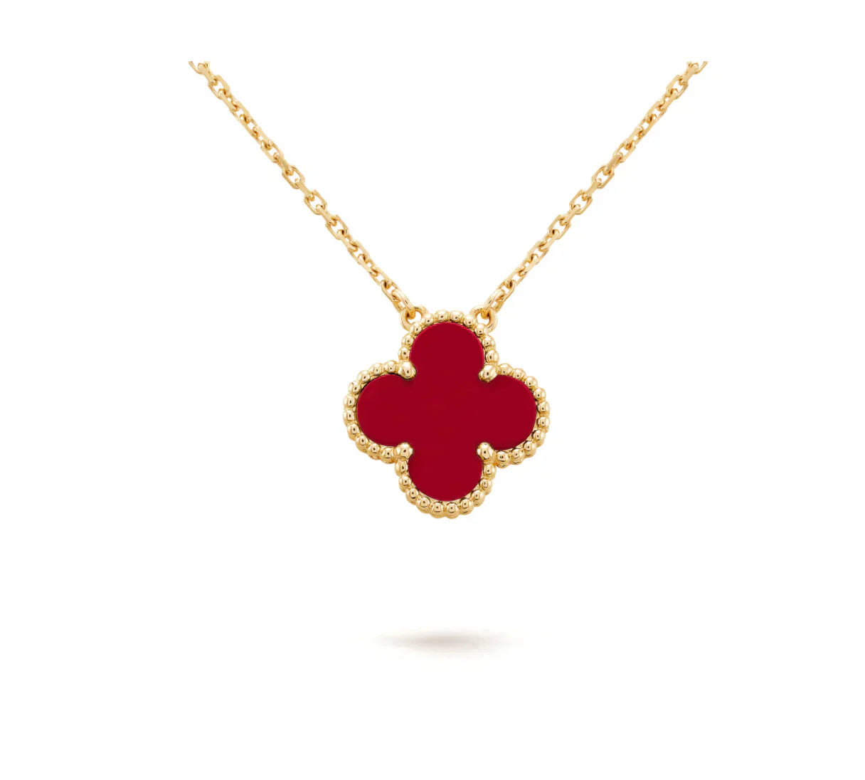 [CharmAmor]CLOVER 15MM CARNELIAN SINGLE FLOWER NECKLACE