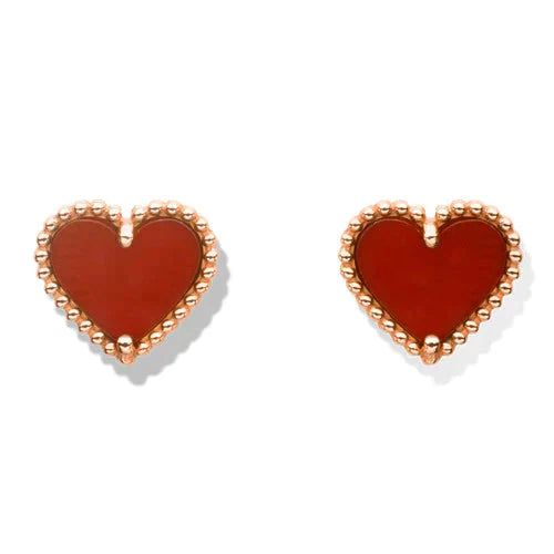 [CharmAmor]HEART CARNELIAN STUD EARRINGS