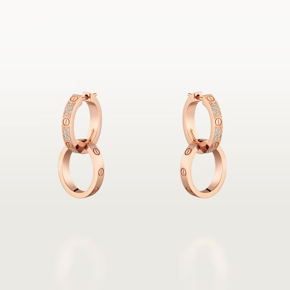 [CharmAmor]LOVE 3.3MM DANGLE HALF DIAMOND EARRINGS