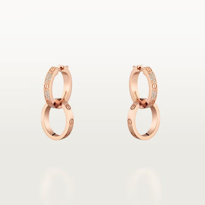 [CharmAmor]LOVE 3.3MM DANGLE HALF DIAMOND EARRINGS