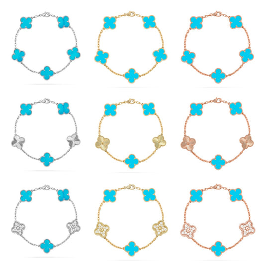 [CharmAmor] CLOVER 5 MOTIF TURQUOISE BRACELET COLLECTION