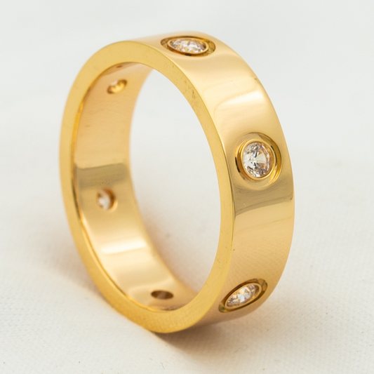 [CharmAmor]LOVE RING 5.5MM 6 DIAMONDS PINK GOLD